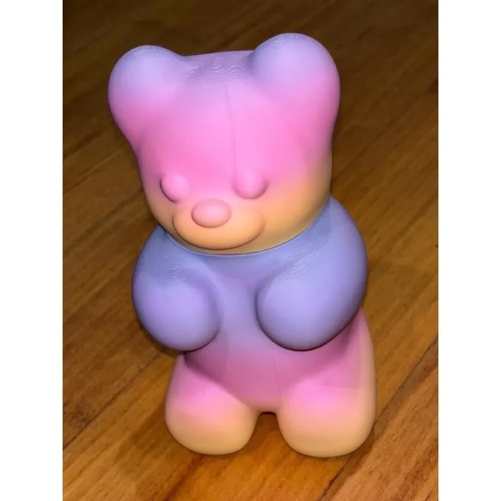 Gummy Bear Candy Jar | Pastel Ombre Storage Container, Desk Organizer